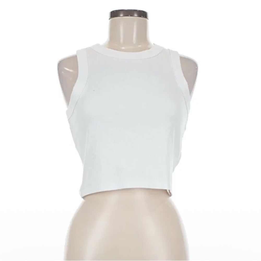 Madewell White Sleeveless Crop Top
